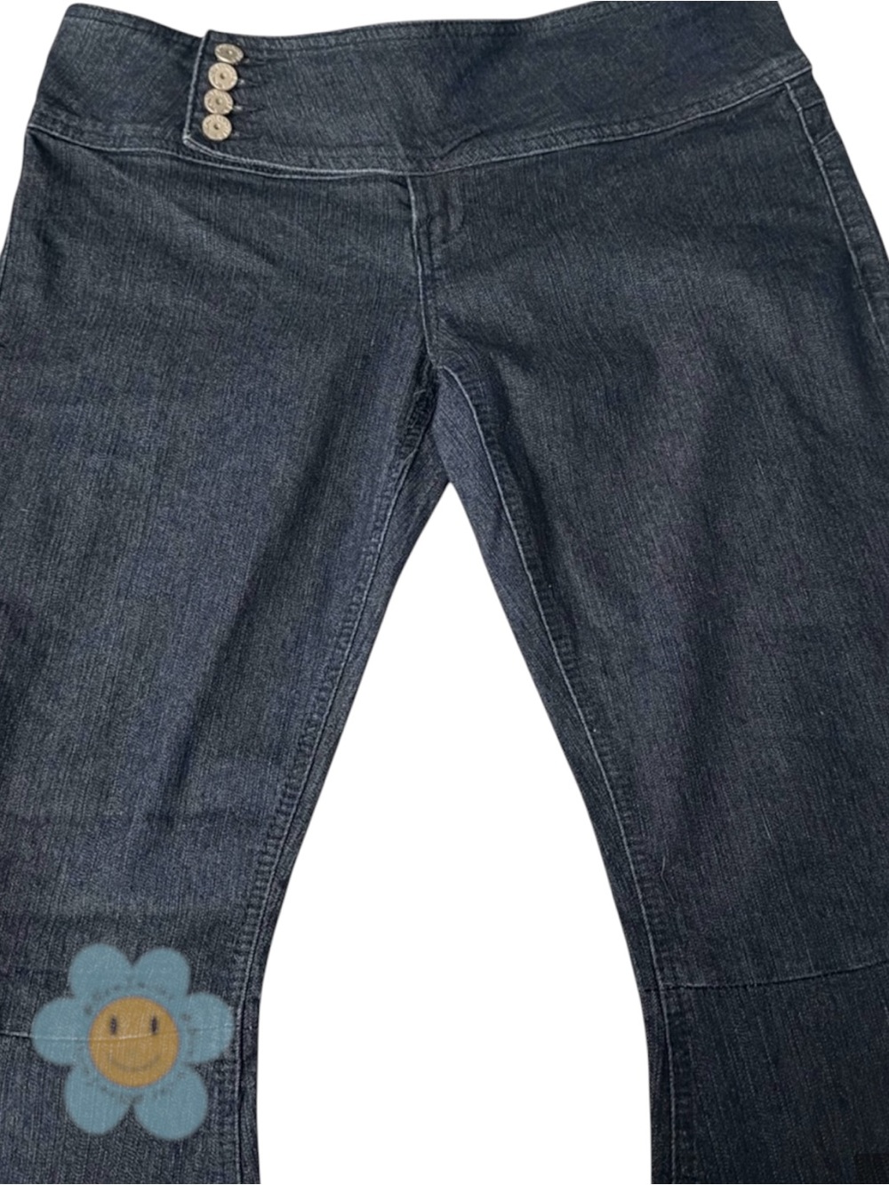 Almost Famous ~ Dark Blue Jeans ~ Side Buttons ~ Bell Bottom ~ Juniors 15